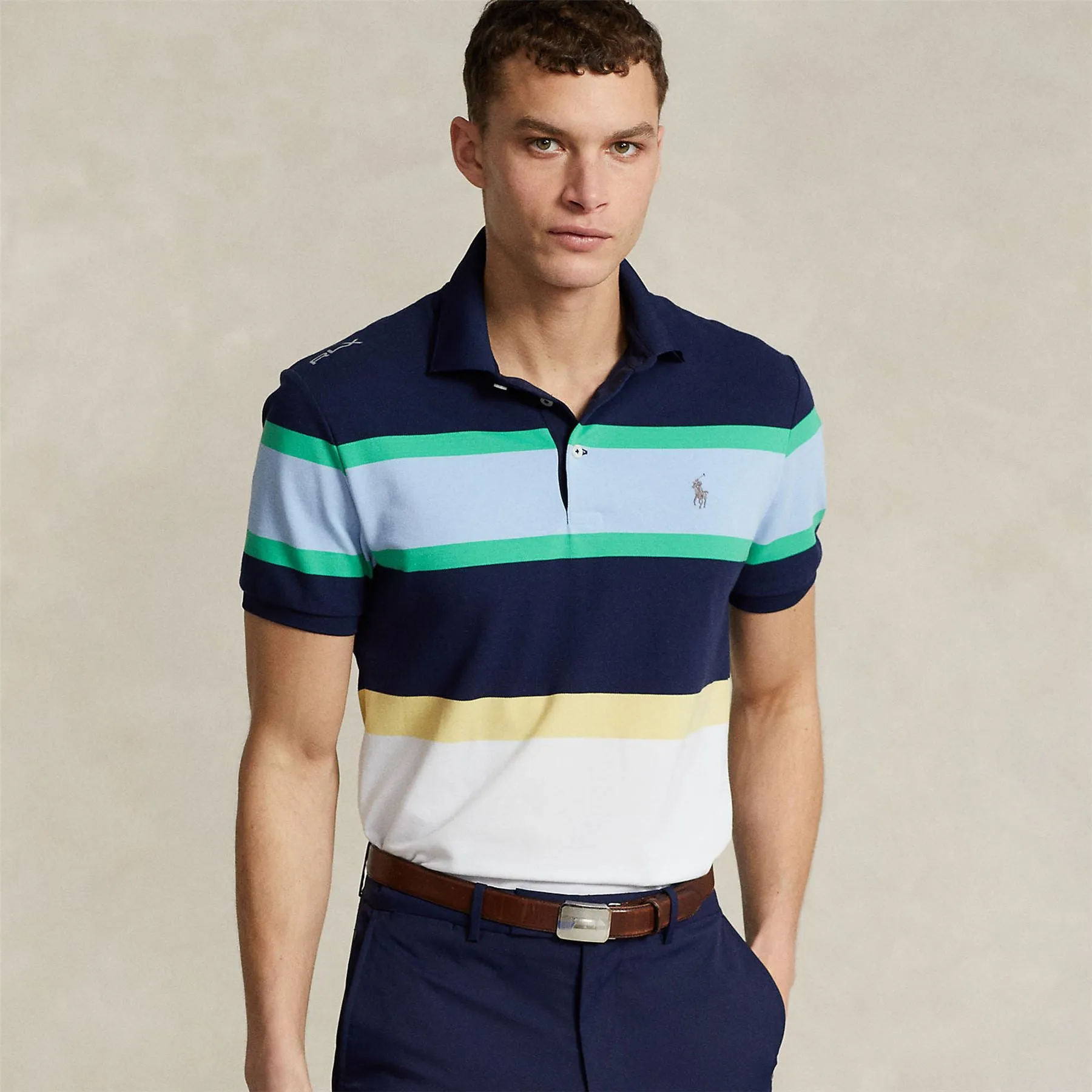 Tailored Fit Performance Polo Refined Navy Multi 2 - SS24