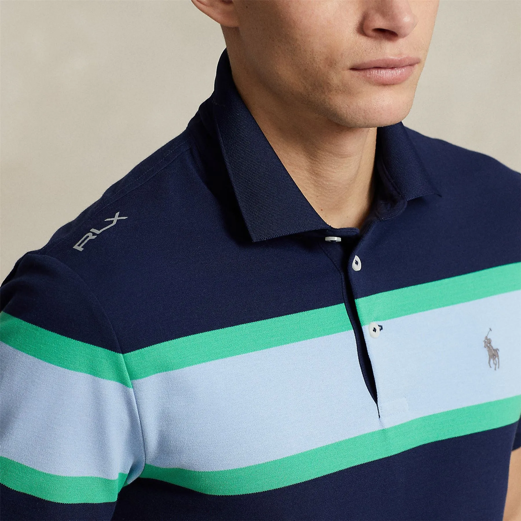 Tailored Fit Performance Polo Refined Navy Multi 2 - SS24