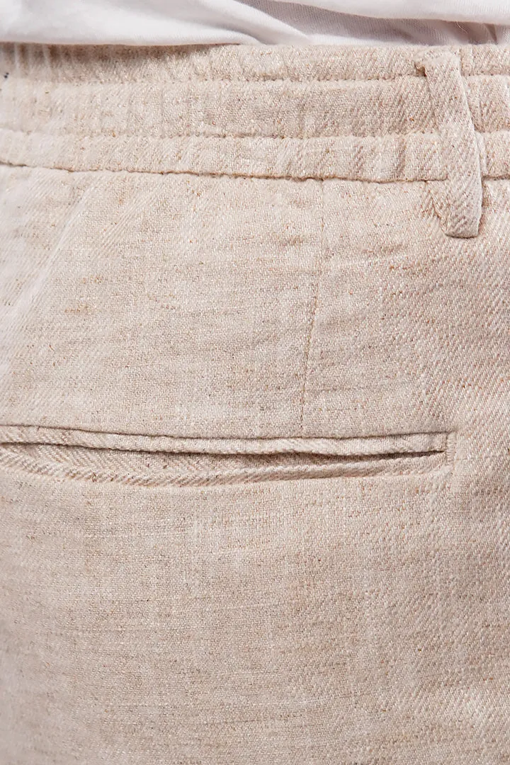 Textured Linen Pants - Cream