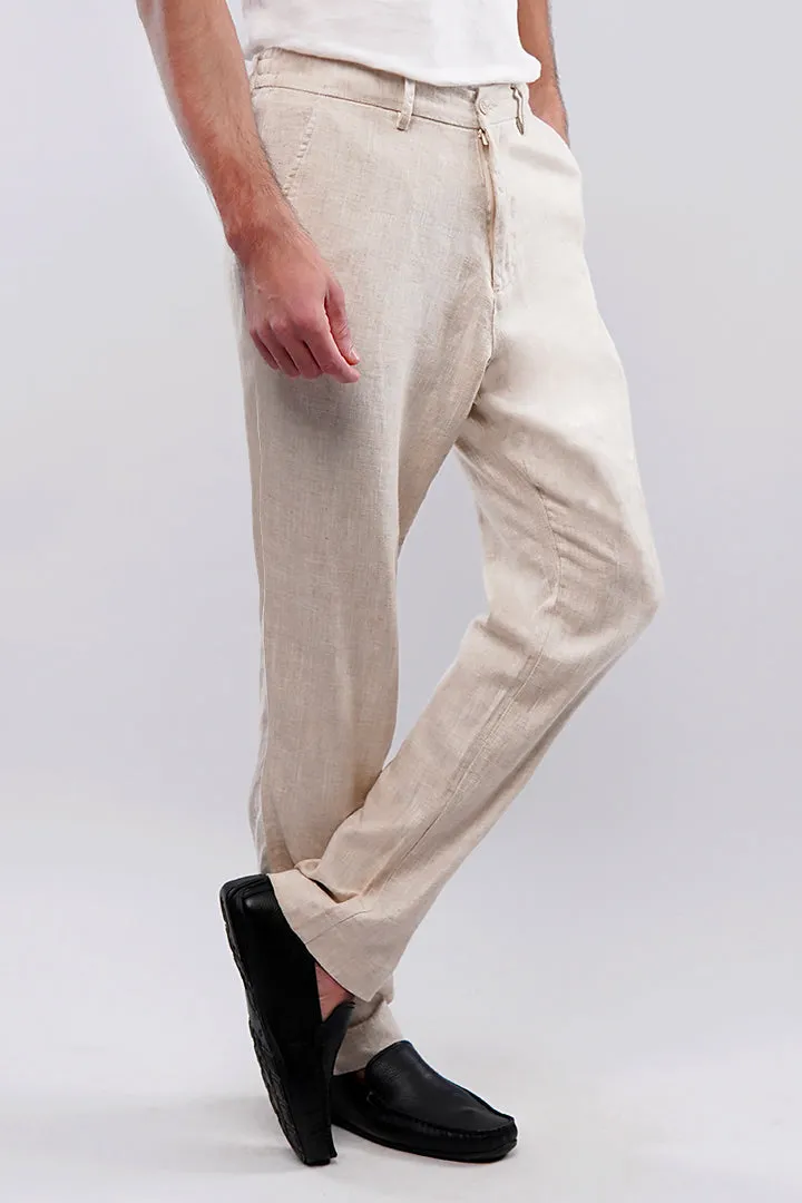 Textured Linen Pants - Cream