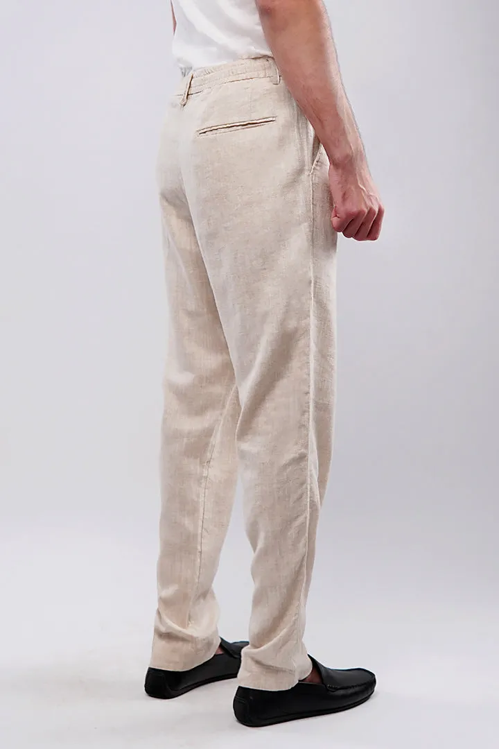 Textured Linen Pants - Cream