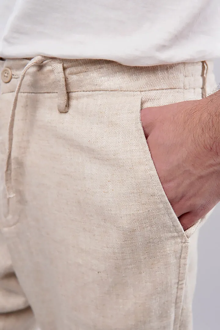 Textured Linen Pants - Cream