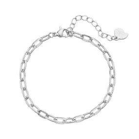 Textured Link Chain Bracelet Silver