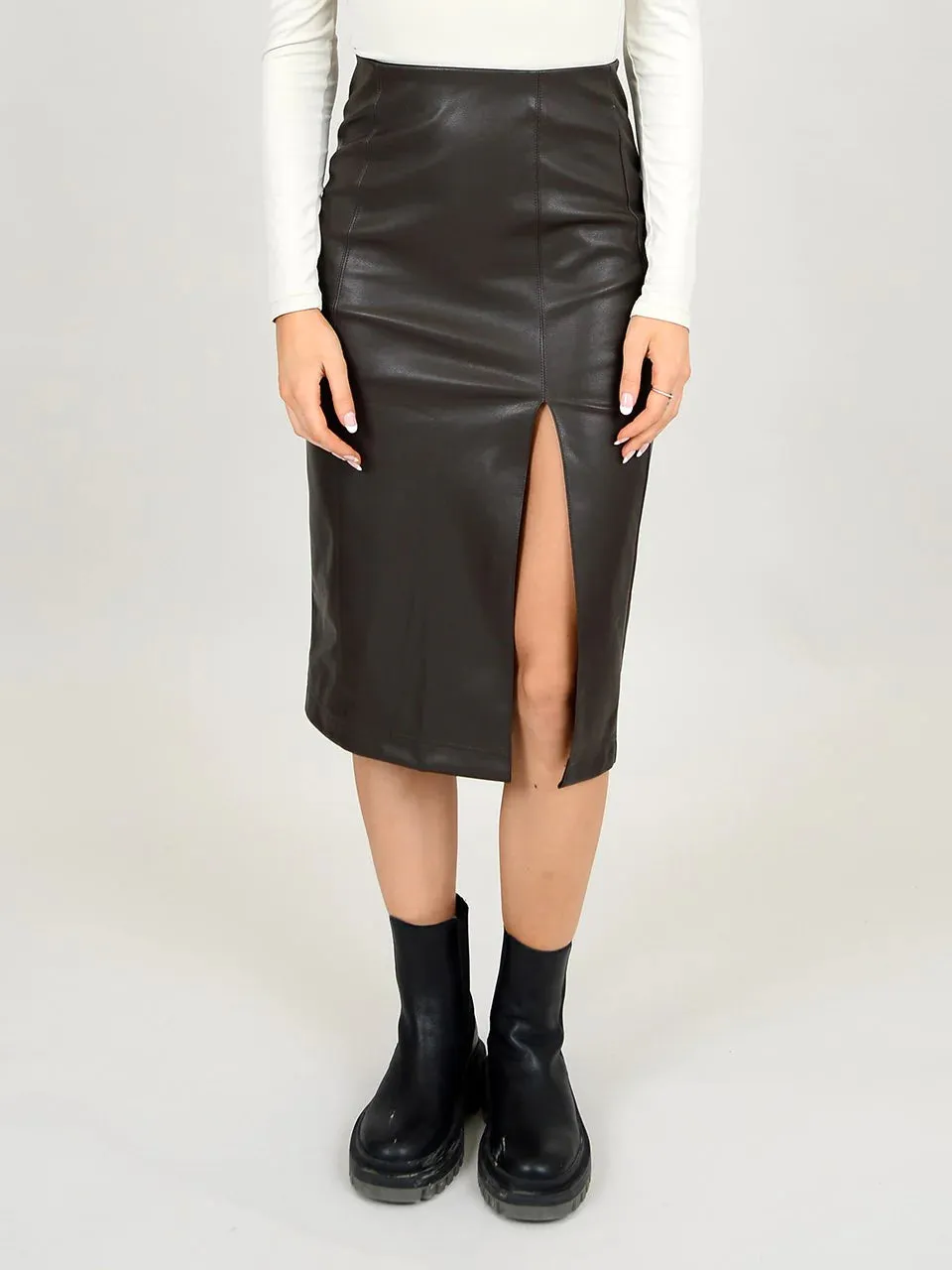 Tridane Fitted Skirt With Front Slit | Black