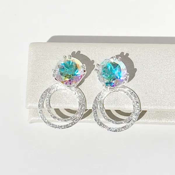 Versatile 4 Carat Gemstone Stud Earrings with Argentium Silver Small Hoop Earring Jackets