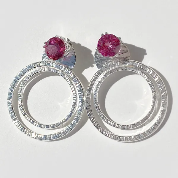 Versatile 4 Carat Gemstone Topaz Studs with Argentium Silver Hoop Earring Jackets