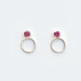 Versatile Ruby Stud Earrings Designed with Dainty 14k Gold Earring Jackets