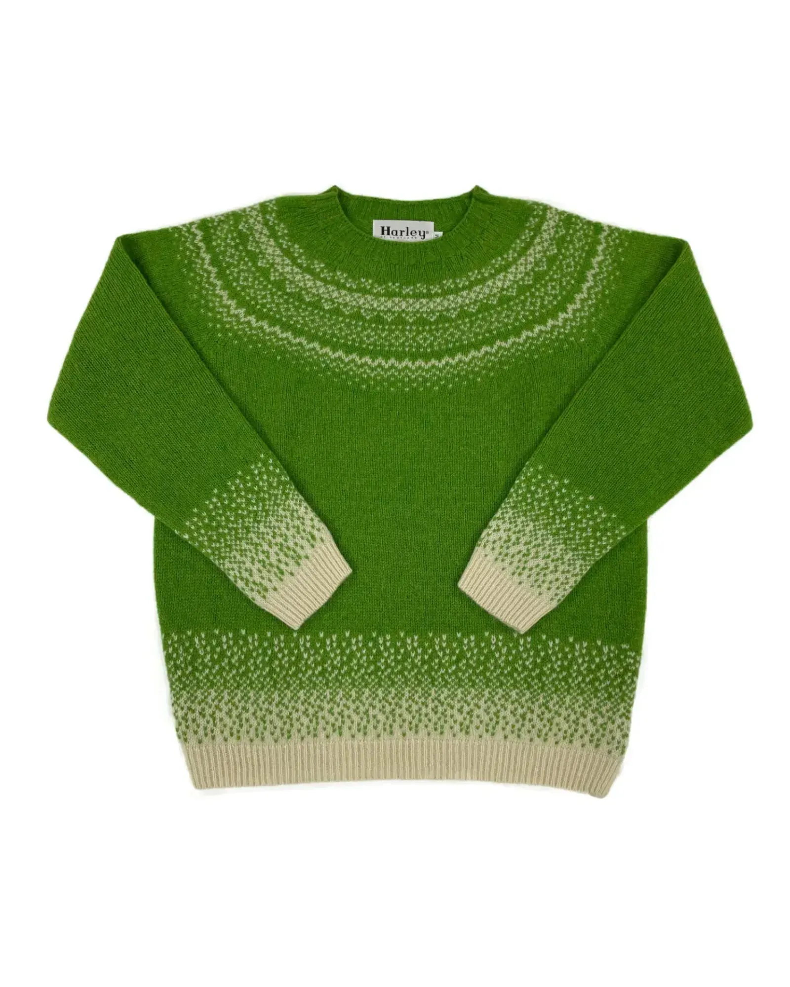 Women's Fair Isle Knitted Jumper (L5113/7) - Cream/Garden Leaf