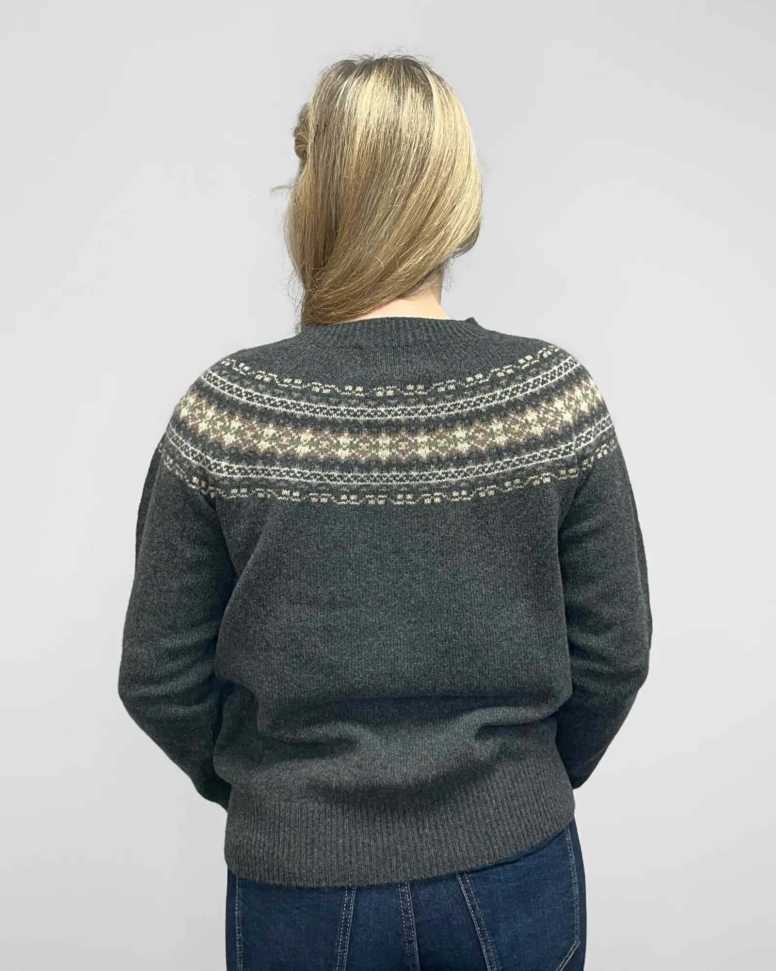 Women's Knitted Fair Isle Jumper (L5226/7) - Anthracite